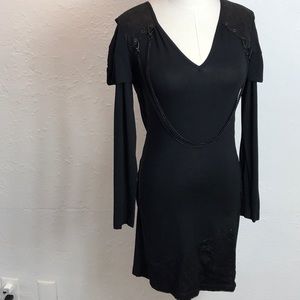 Embroidery mesh open dress